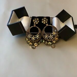 Brass and Crystals floral bohemian Earrings Set